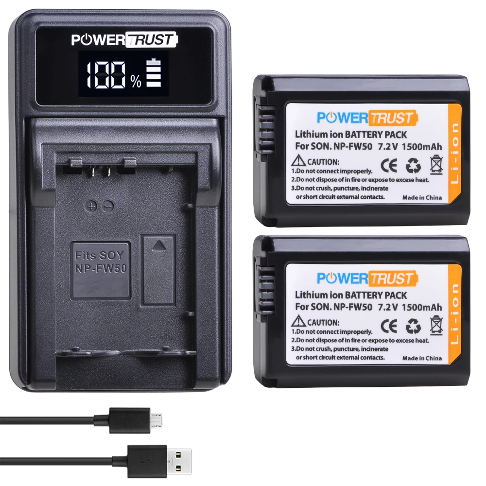 Аккумулятор и зарядное устройство со светодиодной подсветкой для Sony A6000 A6400 A6300