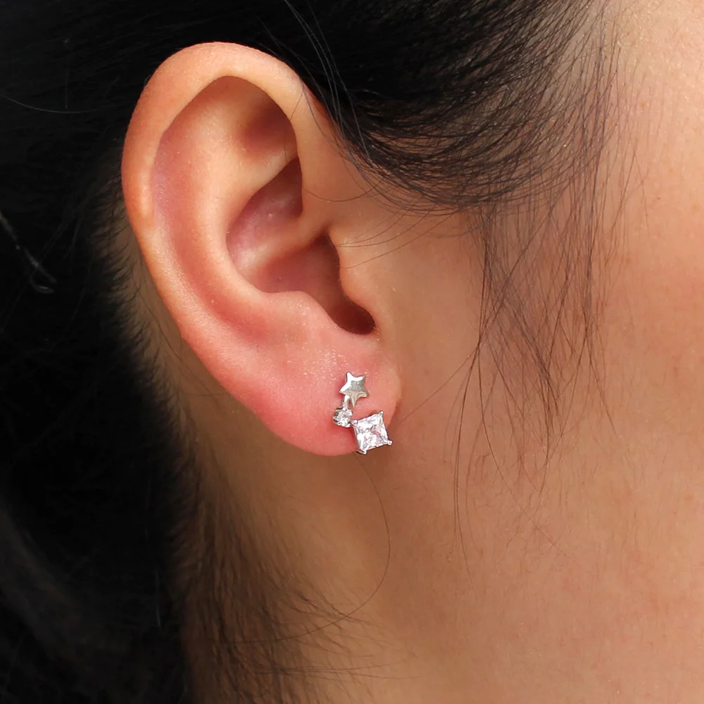 Trustdavis Роскошные минималистичные серьги гвоздики из стерлингового серебра 925