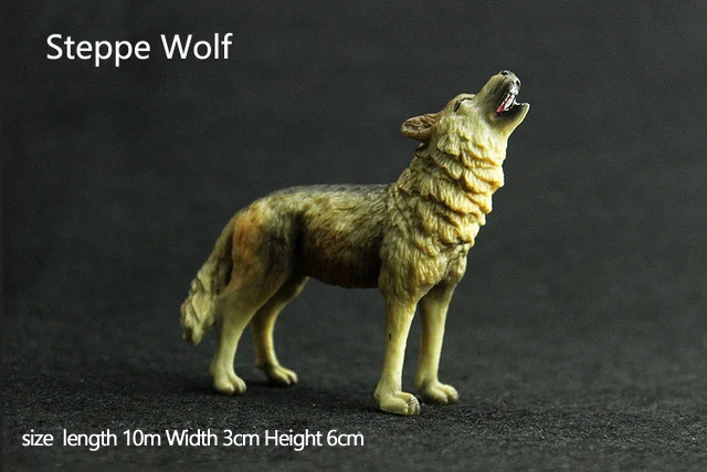 steppe wolf Оригинальная натуральная дикая джунгли, ферма, животное, птица, серия, леопард, кошка, пантера, ягуар, Коллекционная модель, детская игрушка, подарок для детей - Цвет: steppe wolf