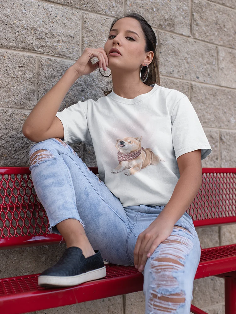 

Yeskuni Corgi Cute Women T Shirt Kawaii Harajuku Tshirt Femme Short Sleeve Fashion European Girl Next Door Funny Ropa Aesthetic