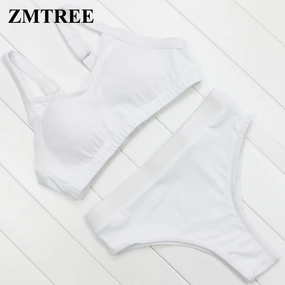 ZMTREE женский купальник бикини набор 2017 с ремешками Maillot De Bain Бразильский высокой