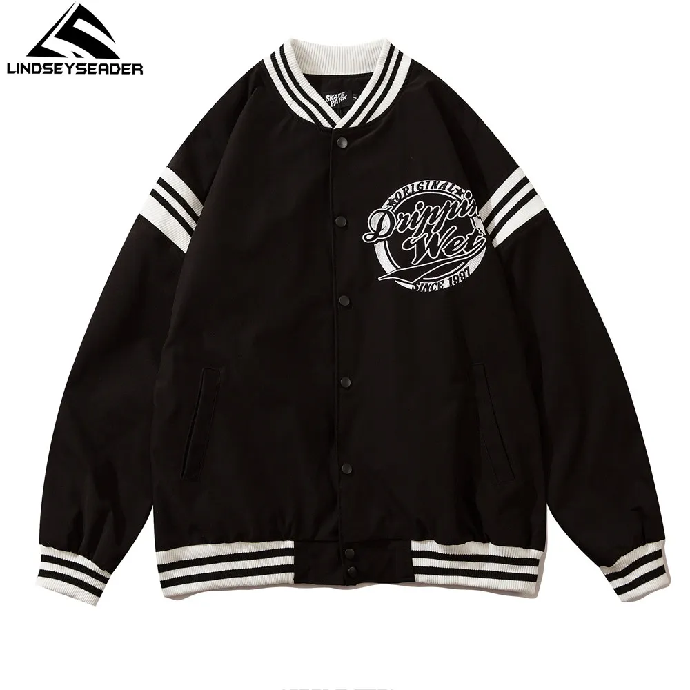 

Men's Jacket 2021 Autumn Streetwear Vintage Color Block Patchwork Jacket Harajuku Single Breasted Baseball Jacket Coat Outwear