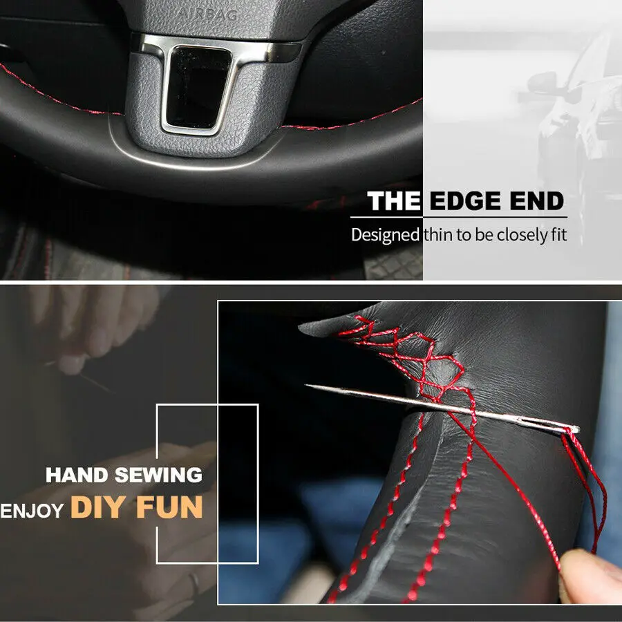 

Black Suede Leather Car Steering Wheel Cover for Volkswagen Golf Passat Touran Alltrack