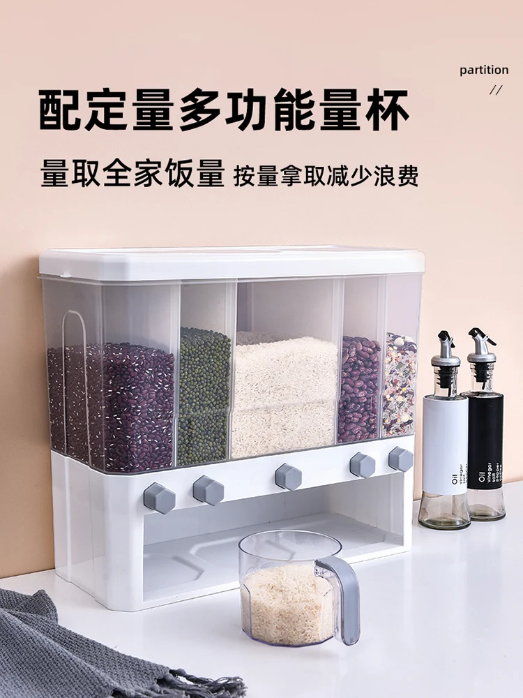 

White Large Storage Containers Desktop Closet Food Storage Containers Plastic Articulos De Cocina Cereal Rice Dispenser EA6SNG