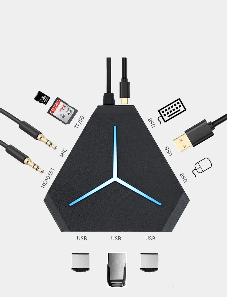 Usb-хаб 6 портов USB 3,0 адаптер для гарнитуры микрофон TF/SD Мышь Клавиатура
