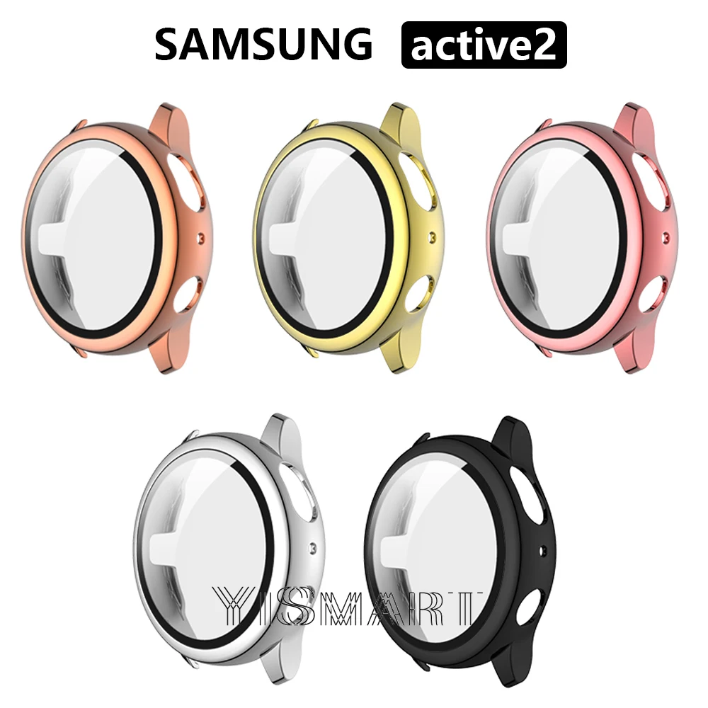 

Защитный чехол для Samsung Galaxy Watch Active 2 40 мм/44 мм, чехол из закаленного стекла с полным покрытием, аксессуары для умных часов