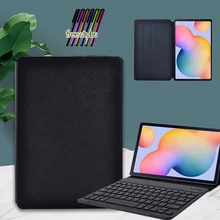Tablet Case for Samsung Galaxy Tab S6 Lite 10.4 Inch P610/P615 PU Leather Cover Case + Wireless Bluetooth Keyboard + Free Stylus