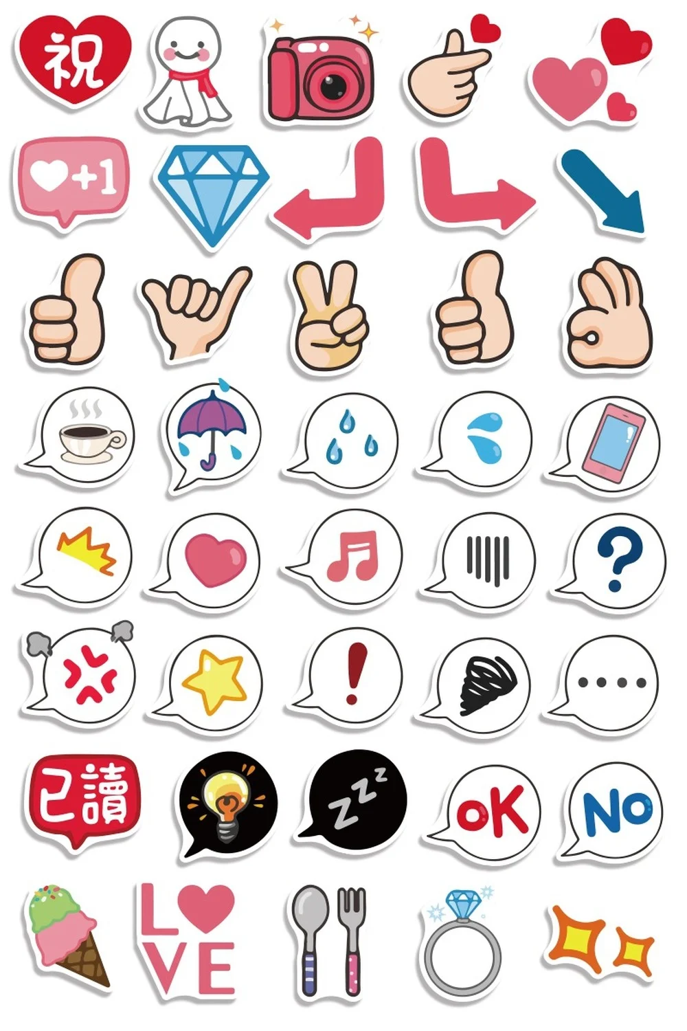 

40PCS Cartoon Daily Chat Gesture Stationery PVC Stickers for Motorcycle Luggage Skateboard Laptop Funny Graffiti Sticker Decals