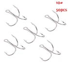 50 шт.кор. рыболовные крючки из нержавеющей стали, тройной рыболовный крючок, черные острые тройные Крючки 246810 # Sanben Hookluya, специальный рыболовный крючок