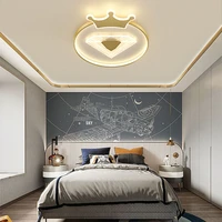 modern blue pink gold crown led children ceiling lamp for bedroom living dining kid room aisle nursery indoor decorative light