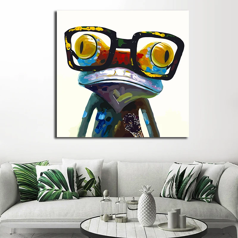OUCAG очки лягушки картина маслом современные картины настенное искусство Постер и