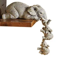 elephant resin ornaments three piece decorations 3 elephant mothers and two babies hanging on the edge of handicraft statues