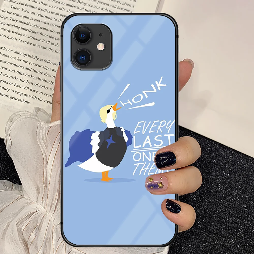 

Untitled Goose Game Phone Tempered Glass Case Cover For IPhone 6 6S 7 8 11 12 X Xr Xs Se 2020 Pro Max Plus Mini Shell Black Etui