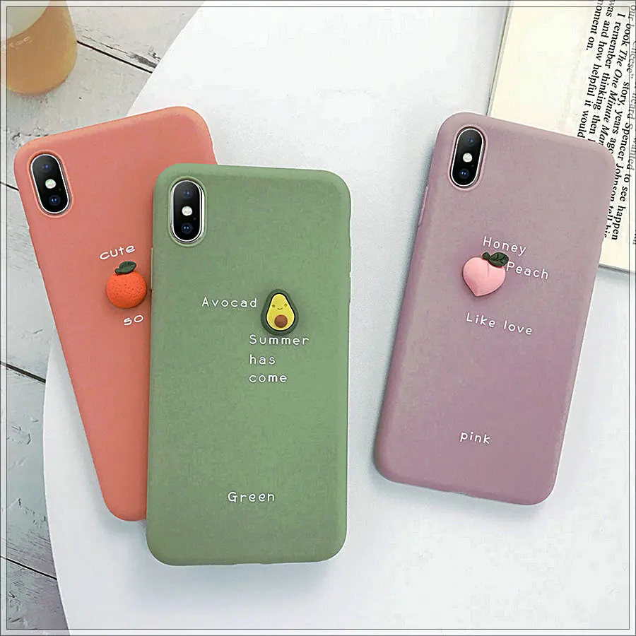 Personalised iphone xs max Case 3D Candy Color Avocado Letter Soft Phone Silicone For iPhone 7 6 6S 8 Plus Cover | Мобильные