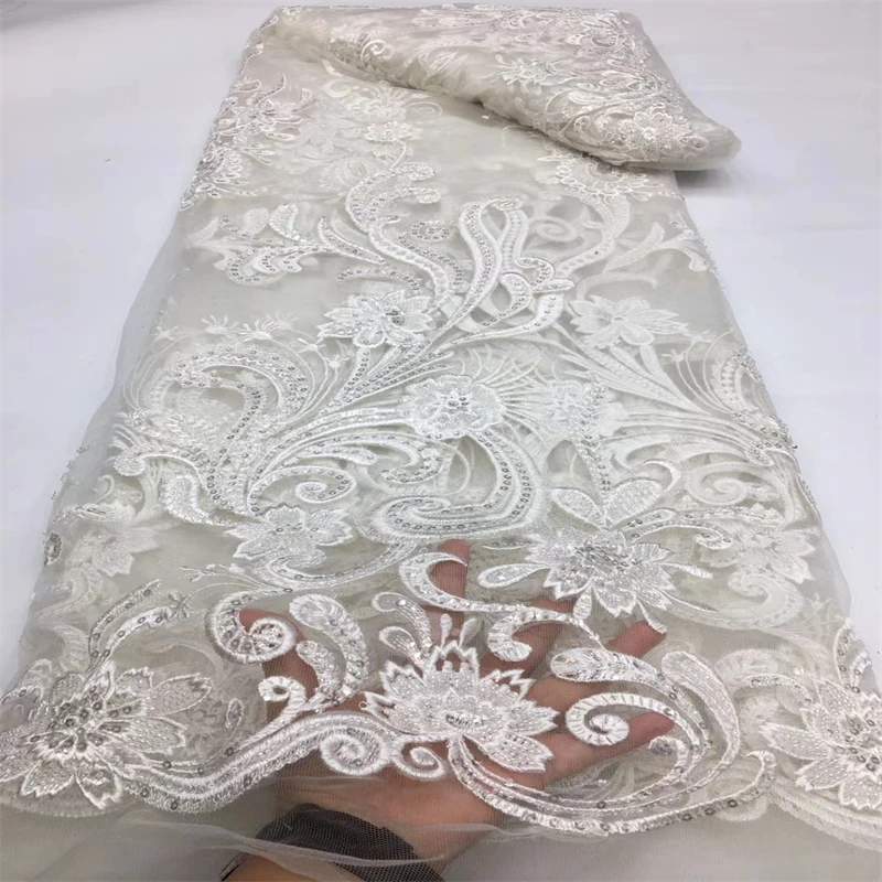 

2021 новейшие французские сетчатые кружевные высококачественные африканские кружевные ткани с блестками нигерийская вышитая Тюлевая круже...