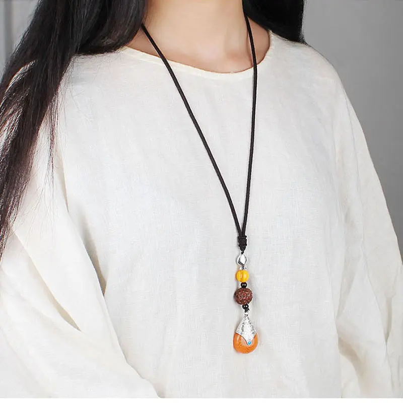 1 шт. антикварная тибетская серебряная подвеска Будды желтая Bodhi бусы для женщин