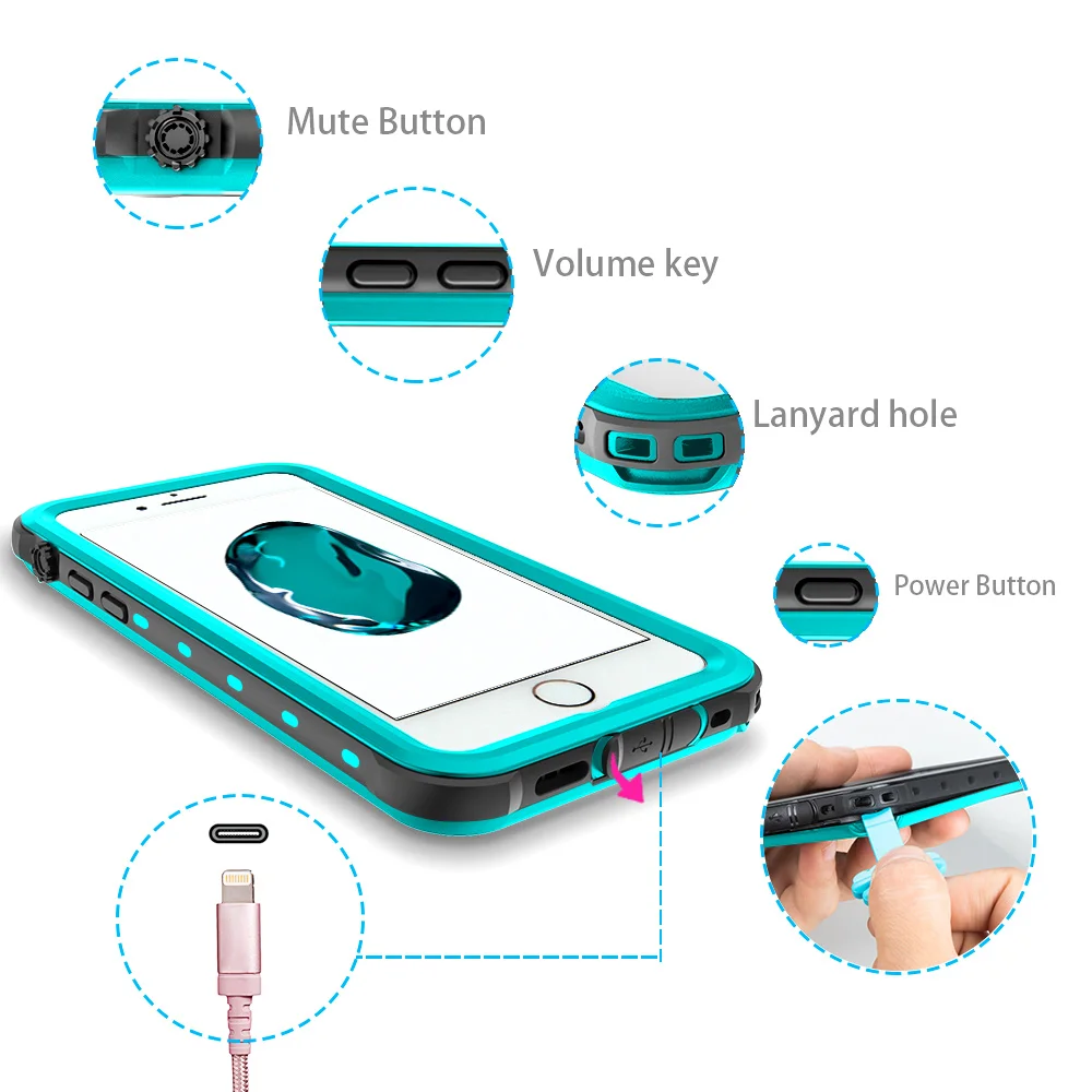 Водонепроницаемый чехол SHELBOX IP68 для iPhone 7 8 Plus ударопрочный плавания под водой
