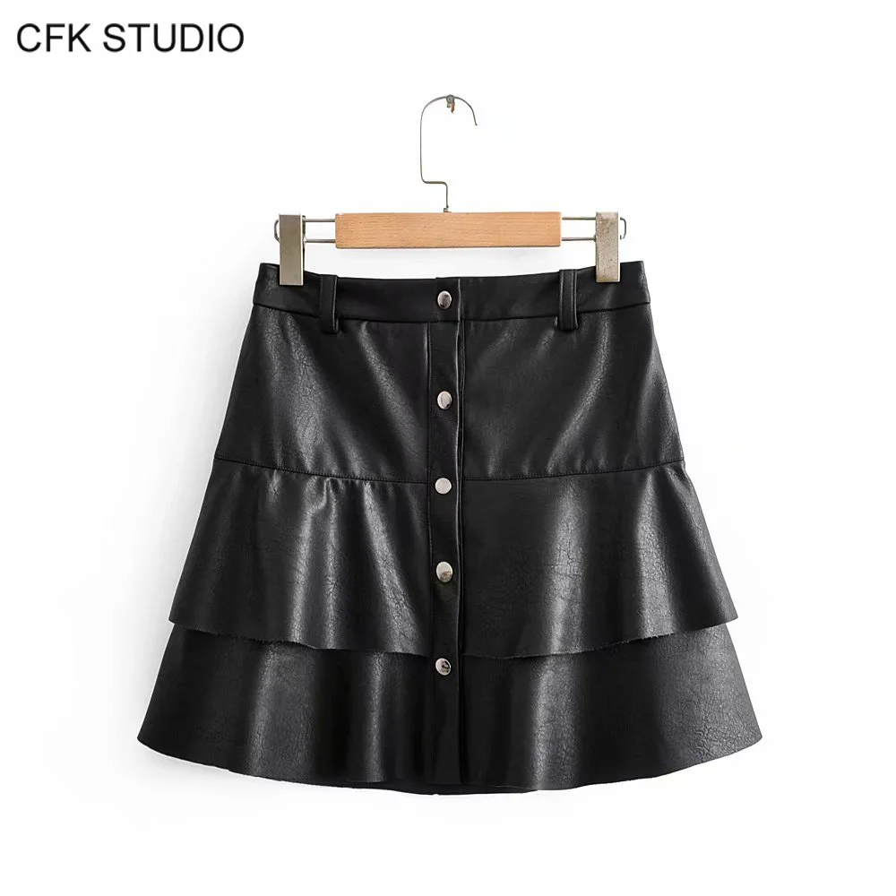 ZA дамские туфли из PU искусственной мини юбки 2019 Новая мода с высокой талией на