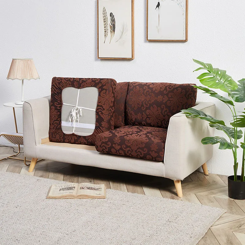 

Jacquard Sofa Seat Cover Thick Sofa Cushion Sheath Elastic Corner Couch Seat Cushion Cover Solid Color Funiture Protector Cover