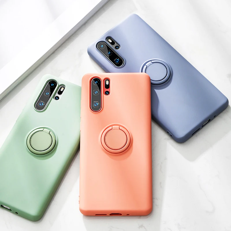 Мягкий силиконовый чехол для huawei P30 Pro P20 mate 20 Lite с металлическим кольцом, резиновый противоударный чехол для задней панели huawei P30Pro чехол P 20 30