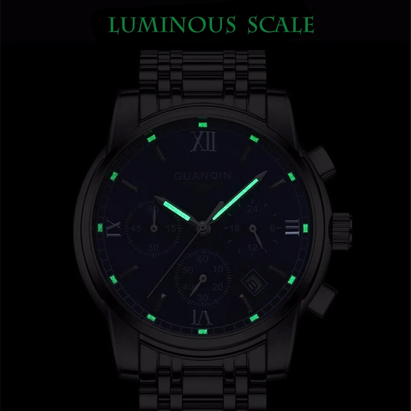 GUANQIN Men's Watch Waterproof Relogio Masculino Chronograph Top Brand Luxury Quartz Business Watches Man Wristwatch | Наручные часы