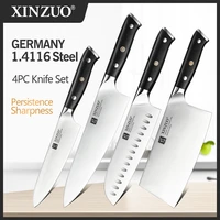 xinzuo kitchen 4pcs stainless steel knives set chef cleaver utility santoku knives japanese style cooking tools ebony handle