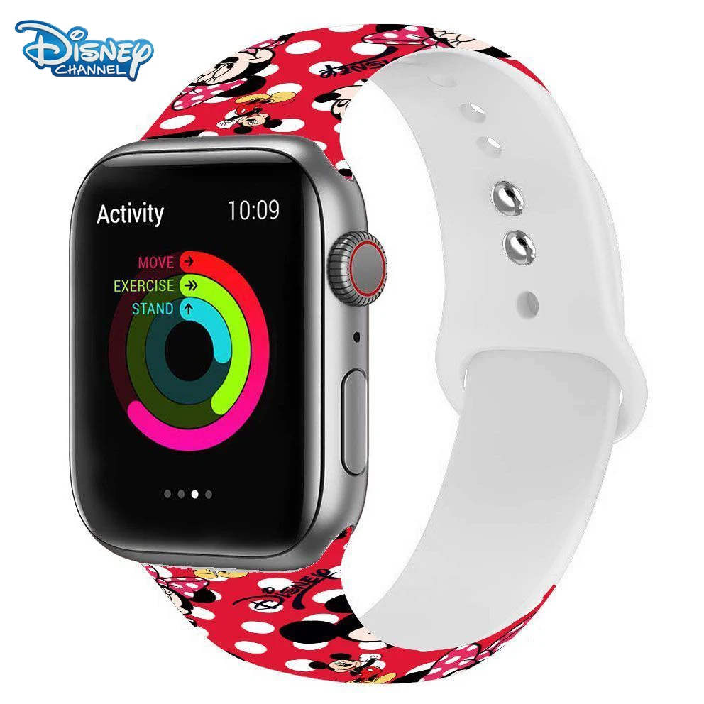 Ремешок Disney для Apple iWatch Band 4 5 6 милый силиконовый сменный Браслет с Микки и Минни