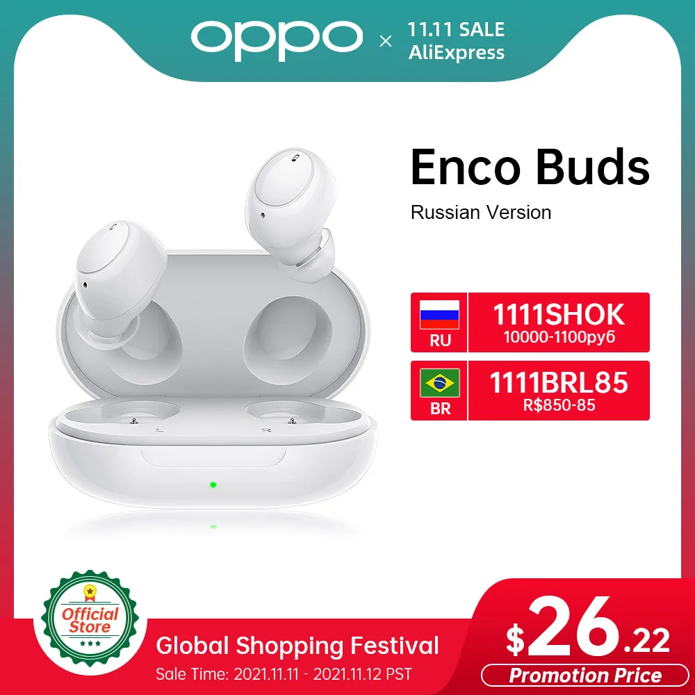 

Наушники OPPO Enco Buds W12 ETI81 с низкой задержкой, влагозащищенные, IP54, 5,2 дюйма