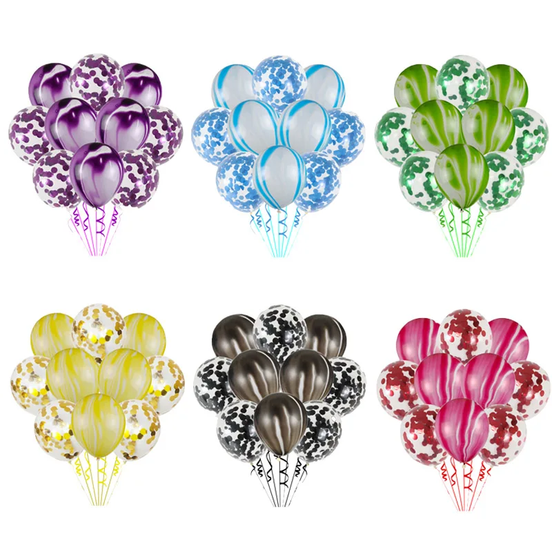 

10pcs 12inch Wedding Valetine's Day Agate Marble Confetti Balloons Decoration Baby Shower Birthday Party Agate Decor Supplies