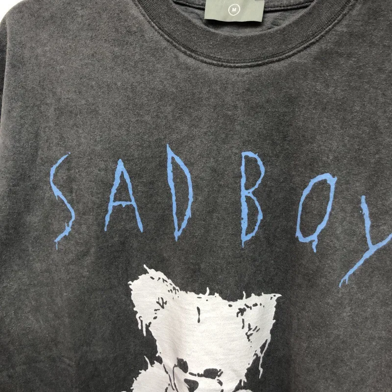 

2021SS Summer Style Sad Boy Bear Washed Do Old T-shirt Men Women Fashion Casual Top Tee