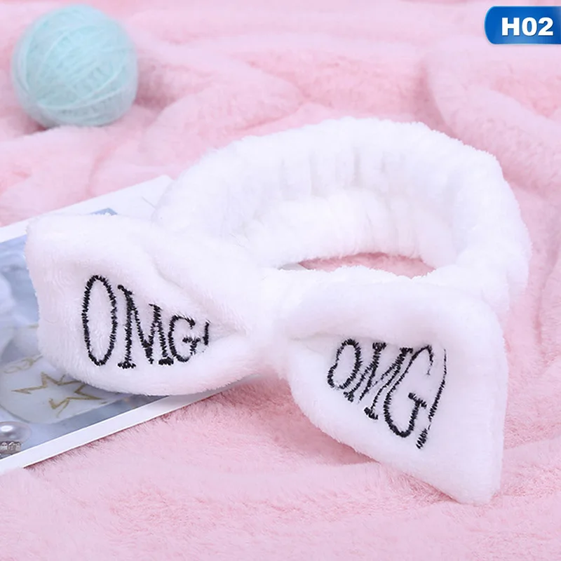 Новая буква "OMG" коралловый флис мягкий бант повязки для женщин девочек милый держатель волос повязки для волос аксессуары для волос - Цвет: H02