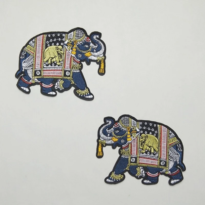

2Pack Elephant Embroidered Badge Iron on Sew on Patch for Clothes Jackets Jeans Backpack