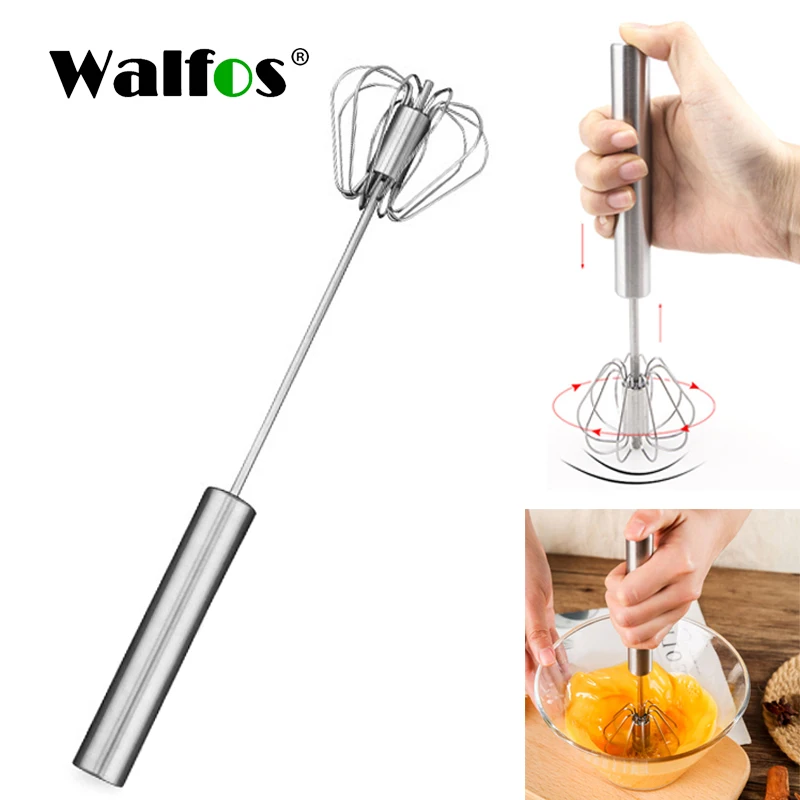 

WALFOS Stainless Steel Hand Pressure Rotating Semi-Automatic Mixer Coffee Milk Mixing Eggbeater Handheld Kitchen Cooking Tool