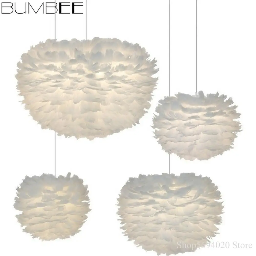 Скандинавские креативные перьевые люстры подвесные лампы для девочек теплая