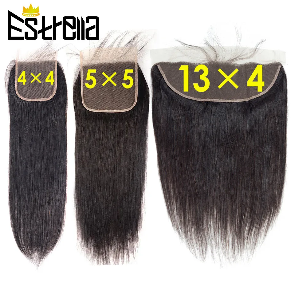 Straight Lace Closure 5x5 4x4 13x4 Lace Frontal Closure Human Hair Closure Brazilian Free Part Remy Hair Closure Natural Color