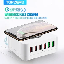 72W Multi USB Charger Quick Charge 3.0 Wireless Charger Fast Charging Station Phone Charger HUB For iPhone 12 11 8 X XS Samsung