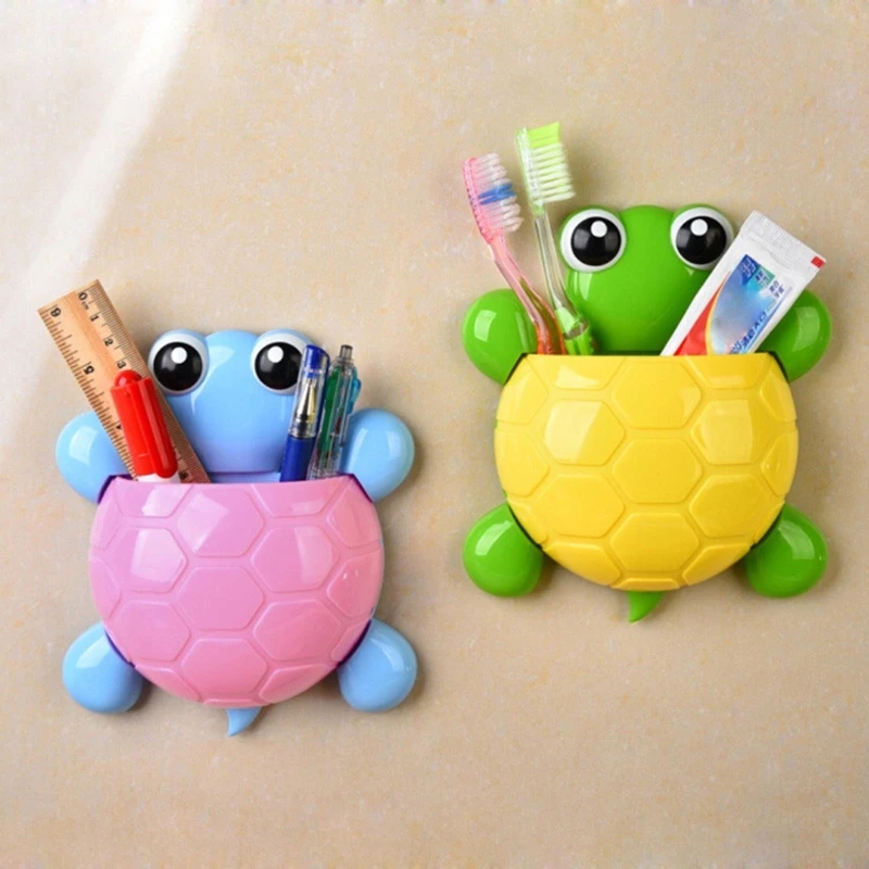 

Cute Cartoon Turtle Toothbrush Bathroom Holder Suction Cup Wall Mount Toothpaste Pencil Pen Container Travel Storage Organizer
