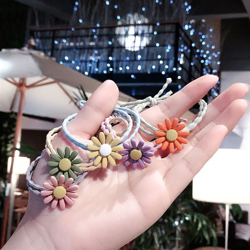 

Hair Rope Hairs Ring Accessories Women 2021 Summer Fashion Simple Small Daisy Fresh Sweet Cute Net Red High Elastic Band