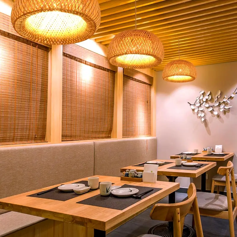 

Modern Bamboo Nest LED Pendant Light Japanese Hand-woven Hanging Lamp American Kitchen, Dining Room and Bedroom Appliances