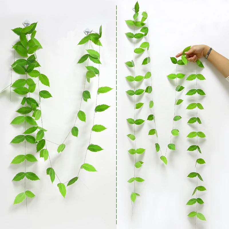 

4.6M Green Leaf Pull Flower Artificial Leaves Wall Hanging Garlands Banner Pendant for Home Wedding Party Decoration Baby Shower