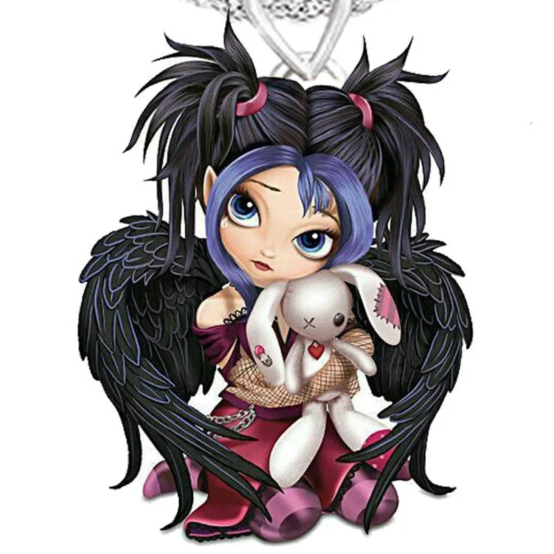 

Big Eye Doll 5D Cartoon Girl Acrylic Fairy Necklace Wings Pendant Fashion Party Girl Necklace Jewelry