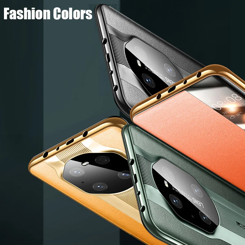 luxury fashion genuine leather flip cover for huawei mate 40 rs pro plus 30 sports car case smart window view sleep shockproof free global shipping