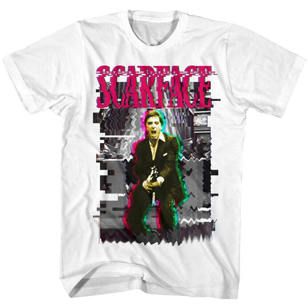 Scarface Say Hello Glitch Мужская футболка для мужчин и женщин Al Pacino Tony Монтана Гангстер