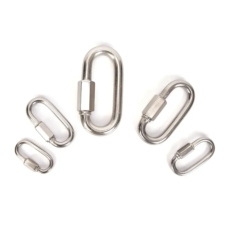 

202 Stainless Steel Screw Lock Climbing Gear Carabiner Quick Links Safety Snap Hook Chain Connecting Ring Carabiner Chain Buckle