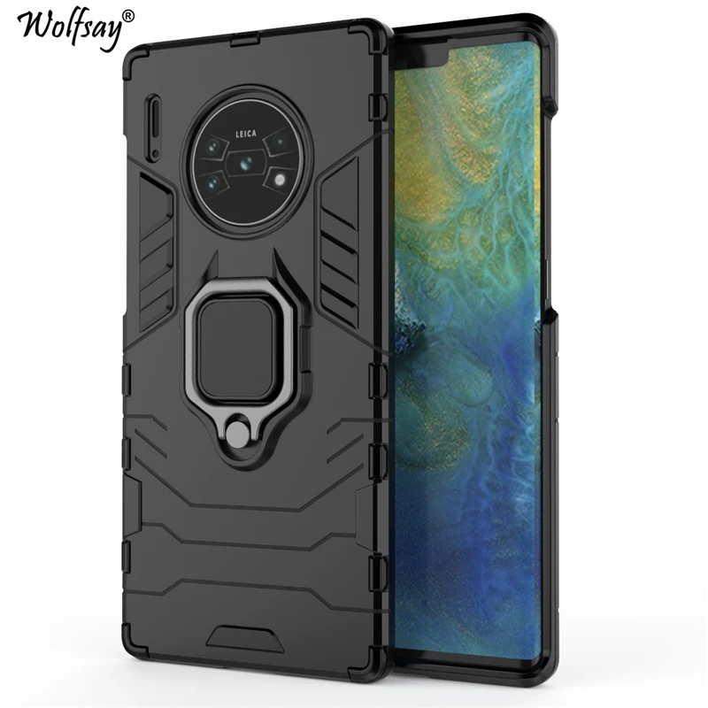 

Чехол Wolfsay для Huawei Mate 30 Pro, Mate 30 Pro 5G, автомобильный держатель, бронированные Чехлы, Жесткий ПК и мягкий силиконовый чехол для Huawei Mate 30 Pro