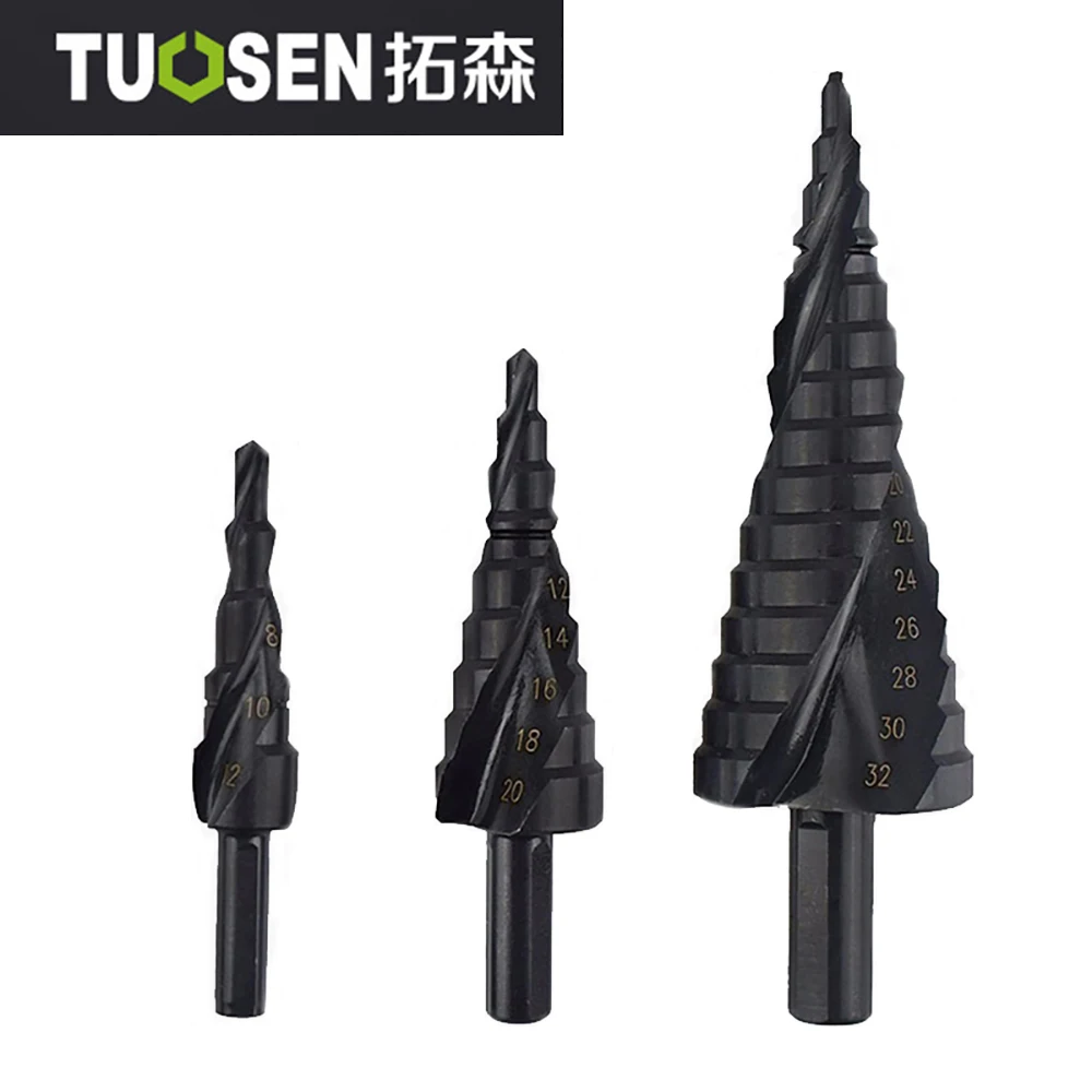 

3PCS 4-32MM HSS Cobalt Step Stepped Drill Bit Set Nitrogen High Speed Steel Spiral For Metal Cone Triangle Shank Hole