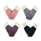 Женские вязаные перчатки, женские утепленные варежки для сенсорного экрана, зимние теплые перчатки, женские мягкие эластичные вязаные варежки с закрытыми пальцами для зимы