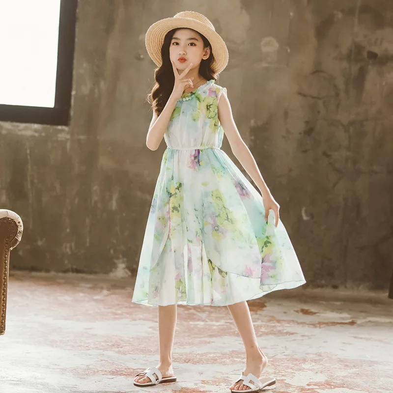 

2021 New Jeans Cute Girls Dress Sleeveless Fashion PocketsTeen Kids Cotton Dresses Children Summer Clothing Baby Autumn Spring