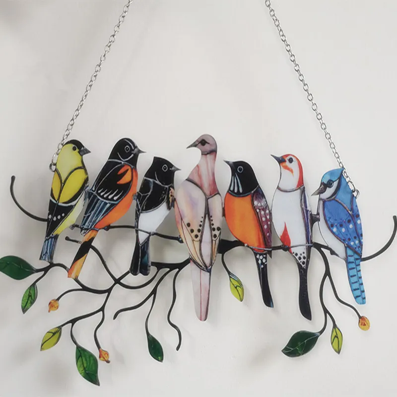 

Mini Stained Bird Glass Window Hangings Acrylic Wall Hanging Birds Decor Room Accessories Scandinavian Decor Mothers Day Gift
