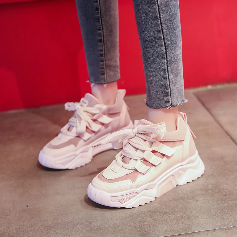 Кроссовки женские сетчатые повседневная обувь на платформе плоская массивная